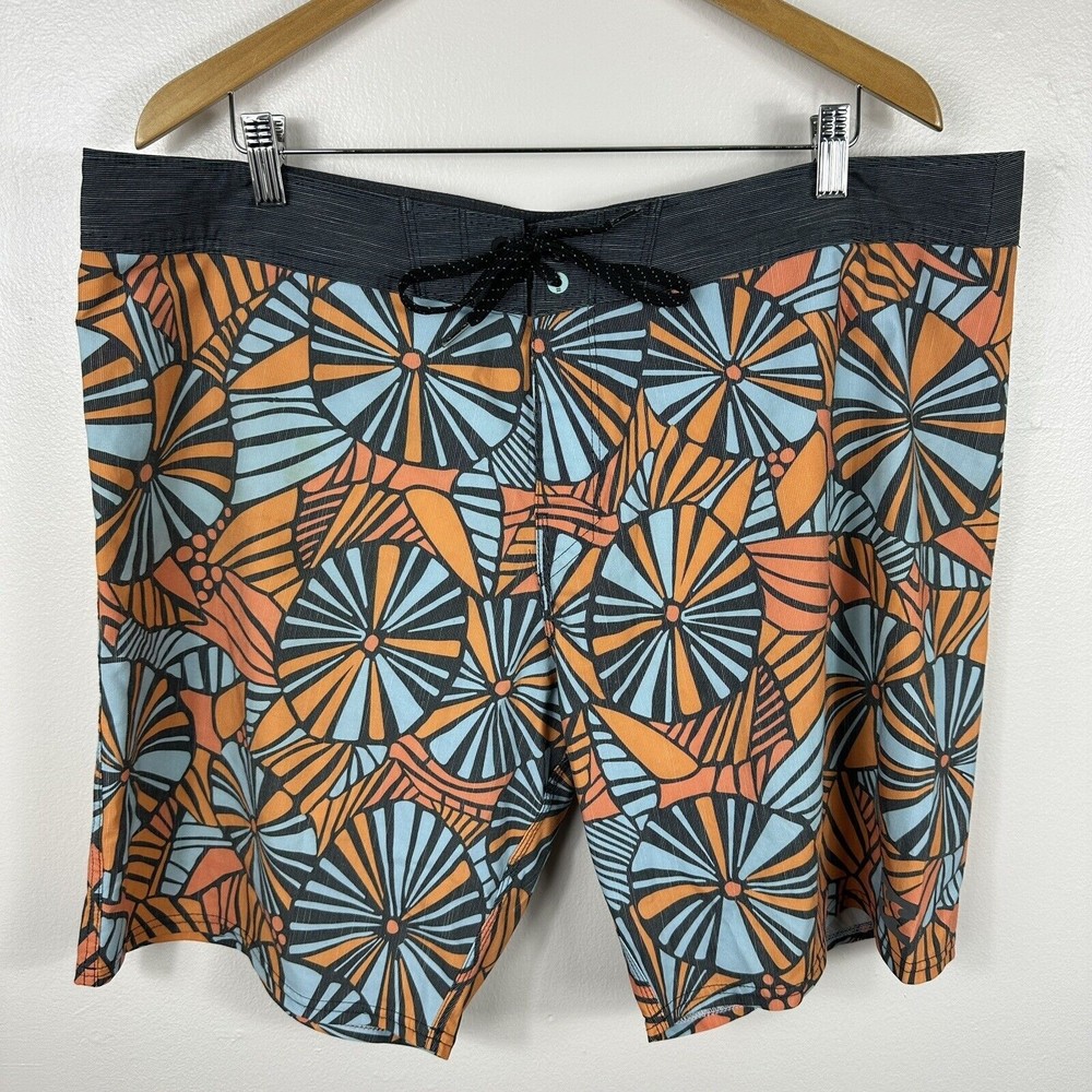 Billabong Platinum X Board Shorts Men's Size 40 Swim Trunks Check Blue & Orange